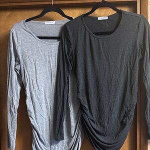 Maternity Long Sleeve Tops in Gray and Black